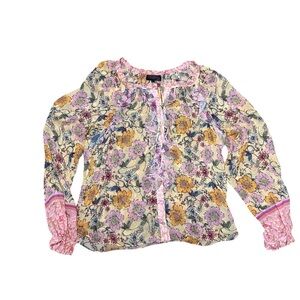 Hale Bob Top with Pink and Yellow Accents L